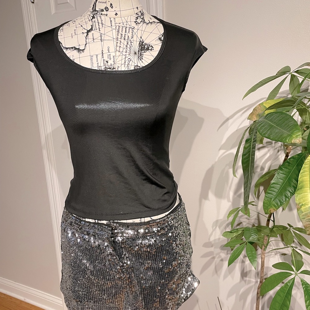 Malibu Vintage Y2k Wet Shiny Iridescence Holographic Rave Punk Rock tee tank clu